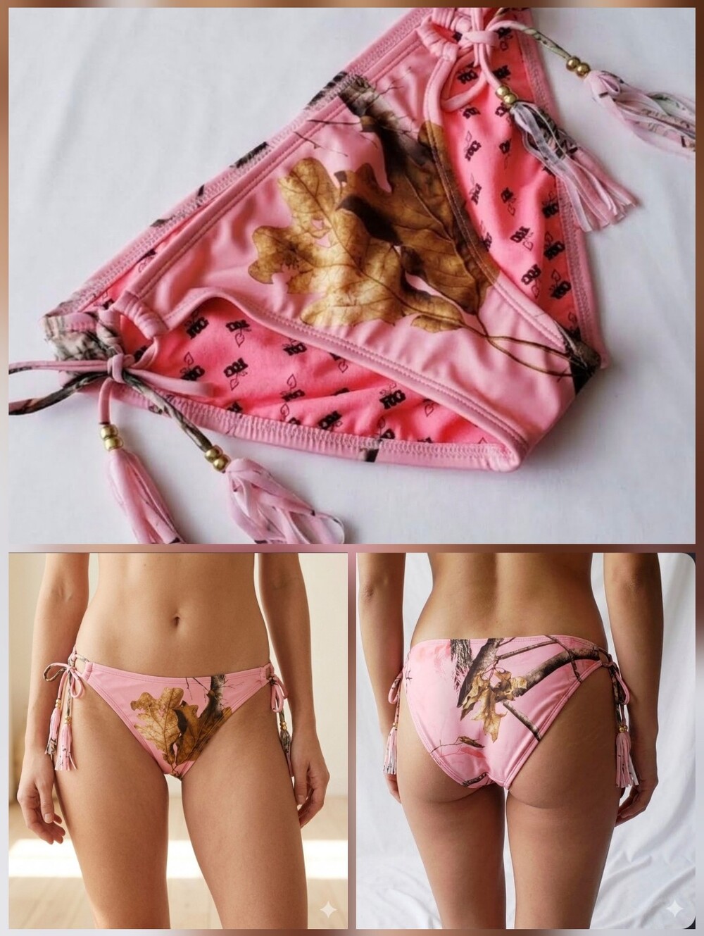 💙REALTREE GIRL NEW! pink & brown swim bottoms 🤍Girls Small